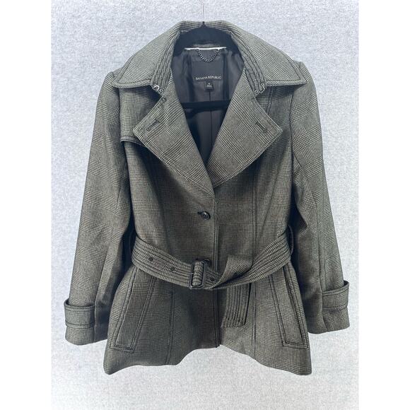 Banana Republic Women’s Sz 4 Houndstooth Blazer with Buckle Sash Workwear Office - Picture 15 of 16